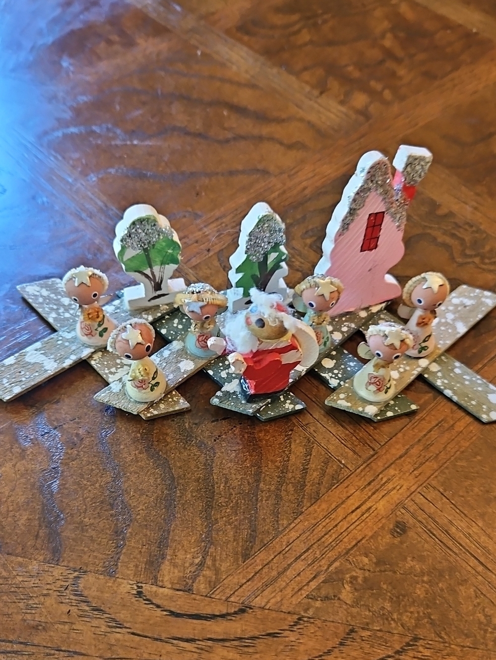 Japan Accordian Vintage Christmas Angels/Santa Villiage